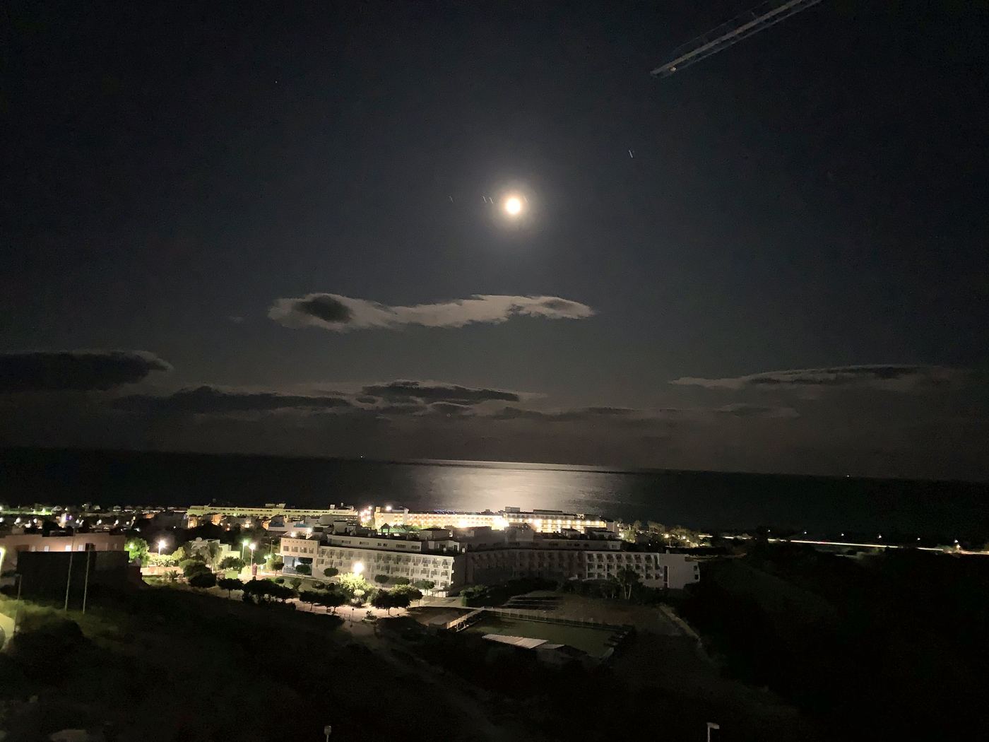 Moonlight over the sea at Mojácar