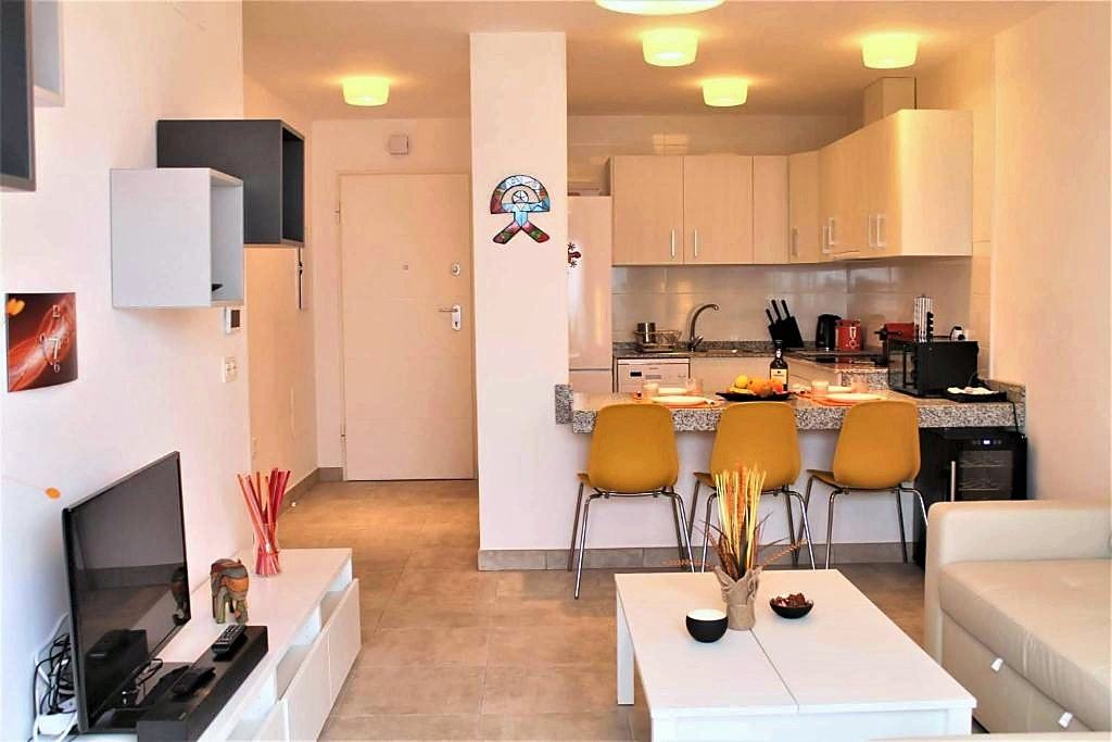 Open kitchen and living area